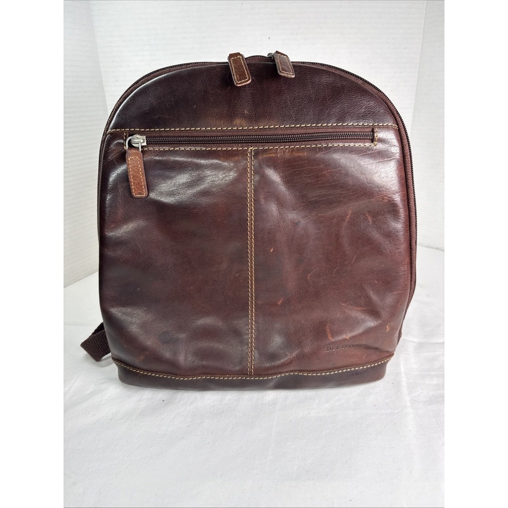 Jack Georges Voyager Small Brown Leather Crossbody Backpack Unisex.
